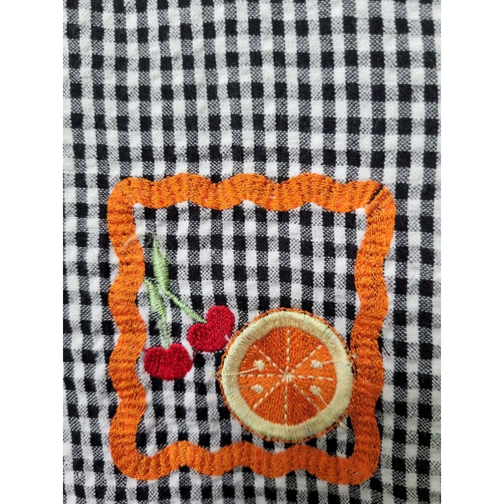 Vtg Bobbie Brooks Womens Black Gingham Short Sleeve Button-Up Shirt M Patchwork - Picture 10 of 12